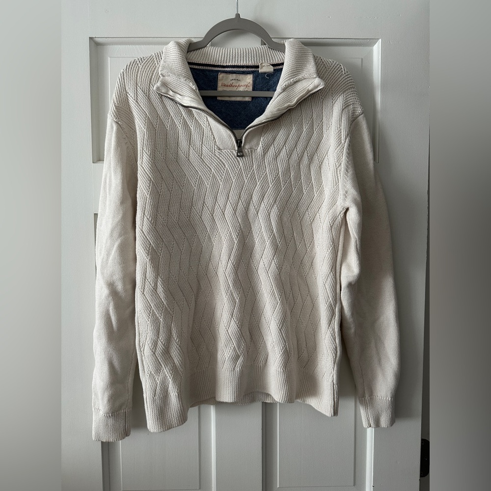Original Weatherproof Vintage 100% Cotton Knit Long Sleeve 1/4 Zip Sweater